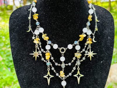 Handcrafted Vintage Forest Celestial Choker Crystal Party & Cosplay Necklace 3