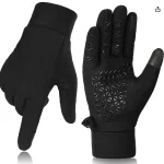 FURTALK Lightweight Gloves for Men Women with Spliced Design Cool Weather Anti-Slip Running Cycling Driving Warm Fleece Lined