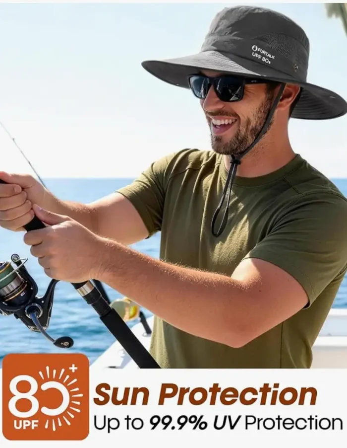 FURTALK Mens Bucket Sun Hat UPF 80+ Wide Brim Hiking Fishing Beach Outdoor Hats - Image 3