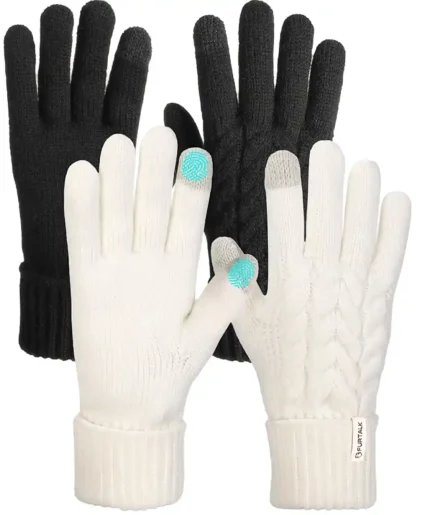 FURTALK Winter Gloves for Women Touch Screen Thick Warm Ski Snow Gloves for Cold Weather 2 Pairs