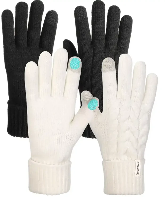 FURTALK Winter Gloves for Women Touch Screen Thick Warm Ski Snow Gloves for Cold Weather 2 Pairs - Image 1