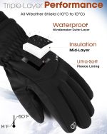 FURTALK Winter Gloves for Men Women Waterproof Windproof Cold Weather Touchscreen Warm Ski Snow Fleece Lined - Image 4