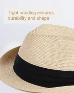 FURTALK Fedora Straw Sun Hat for Men Women Foldable Roll Up Short Brim Trilby Hat Panama Beach Hat UPF 80+