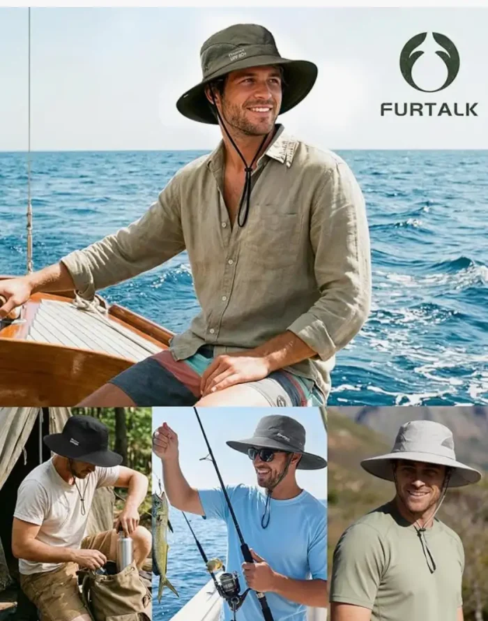 FURTALK Mens Bucket Sun Hat UPF 80+ Wide Brim Hiking Fishing Beach Outdoor Hats - Image 4