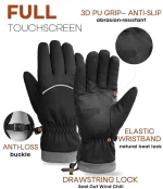 FURTALK Winter Gloves for Men Women Windproof Water-Resistant Cold Weather Full Touchscreen Warm Ski Snow Fleece Lined - Image 3