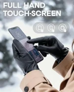 FURTALK Winter PU Leather Gloves for Women with Bow-Accent Cold Weather Touchscreen Driving Warm Fleece Lined - Image 4