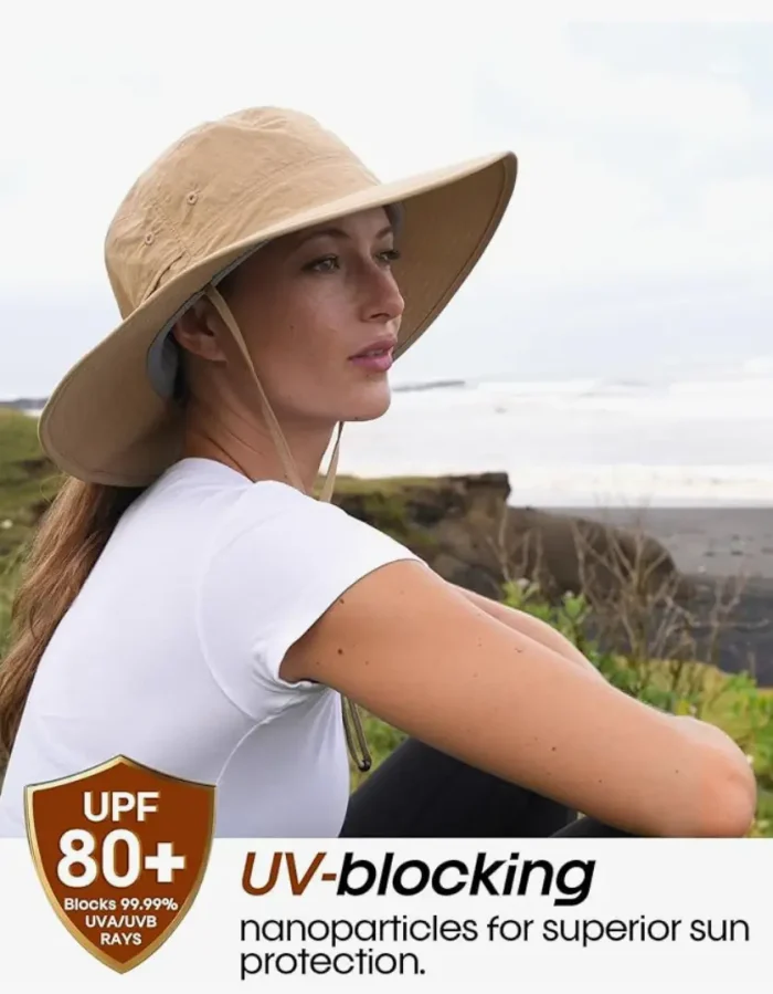 FURTALK Sun Hats for Women with Ponytail Hole Men Beach Hiking UPF 80+ Foldable Hiking Summer UV Protection Bucket Hats - Image 1