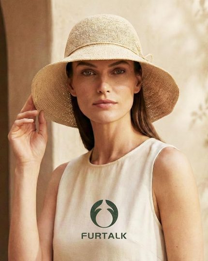 FURTALK Beach Sun Hat for Women Foldable Packable Handmade Straw Hats Sun Protection Floppy Travel Essentials