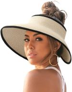 FURTALK Sun Hats for Women Wide Brim Beach Hat Straw Visor Ponytail Summer UV Packable Foldable Beach Vacation Essentials - Image 2