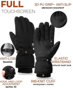 FURTALK Winter Gloves for Men Women Waterproof Windproof Cold Weather Touchscreen Warm Ski Snow Outdoor Work Fleece Lined - Image 3