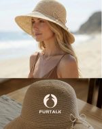 FURTALK Beach Sun Hat for Women Foldable Packable Handmade Straw Hats Sun Protection Floppy Travel Essentials - Image 4