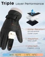 FURTALK Winter Gloves for Men Women Adjustable Wrist Windproof Water-Resistant Cold Weather Full Touchscreen Ski Snow Fleece Lined - Image 4