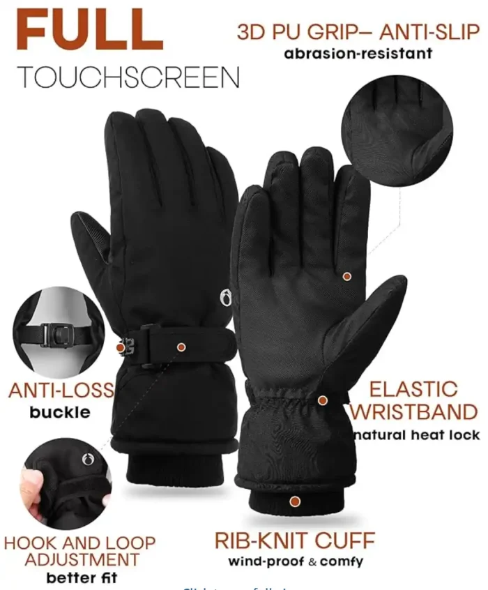 FURTALK Winter Gloves for Men Women Waterproof Windproof Cold Weather Touchscreen Warm Ski Snow Outdoor Work Fleece Lined - Image 4