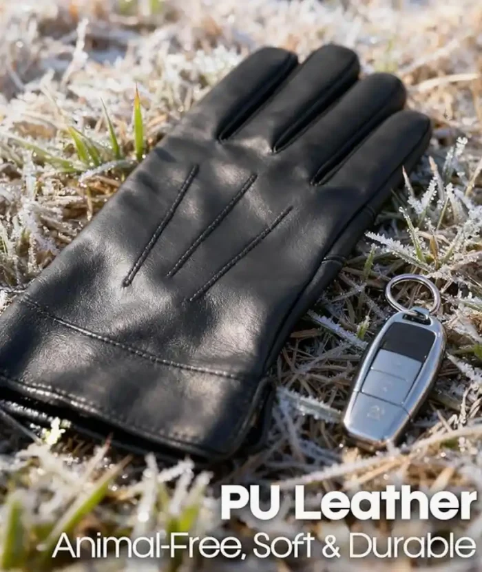 FURTALK Winter PU Leather Gloves for Men Cold Weather Touchscreen Driving Warm Fleece Lined - Image 2
