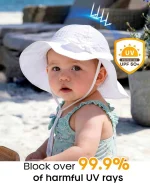 FURTALK 3 Pack Baby Sun Hat Toddler Beach Hat Girls UPF 50+ Wide Brim Infant Kids Summer Adjustable Sun Protection - Image 2