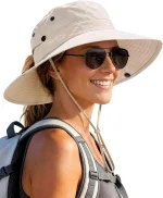 FURTALK Sun Hats for Women with Ponytail Hole Wide Brim Beach Bucket Hat UPF 50+ Fishing Hiking Outdoor Hats
