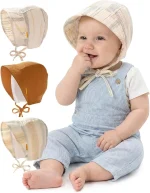 FURTALK Baby Bonnet Muslin Cotton Soft Adjustable Chin Strap for Infant Boys Girls