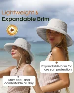 FURTALK Sun Hat for Women UPF 80+ Wide Brim, Packable Bucket Hat with Ponytail Hole for Hiking Travel Outdoor - Image 3