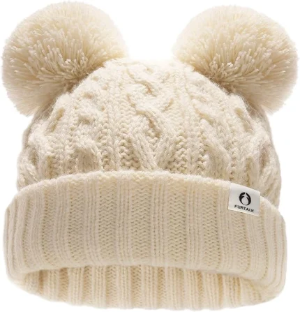 FURTALK Toddler Winter Hat Pom Pom Beanie Knitted Warm Hats for Baby Kids Boys Girls