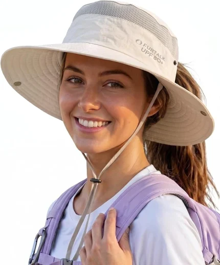 FURTALK Sun Hats for Women with Ponytail Hole Beach Hiking Summer Wide Brim Outdoor UV Protection Packable Bucket Safari Hat