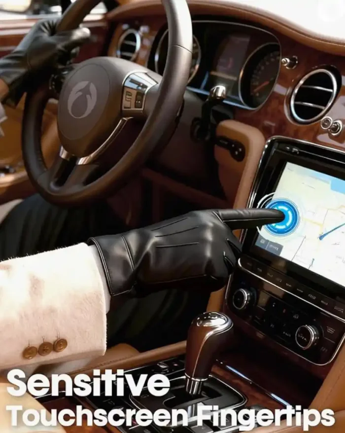 FURTALK Winter PU Leather Gloves for Men Cold Weather Touchscreen Driving Warm Fleece Lined - Image 4