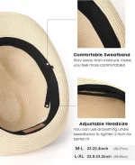 FURTALK Fedora Straw Sun Hat for Men Women Foldable Roll Up Short Brim Trilby Hat Panama Beach Hat UPF 80+ - Image 3