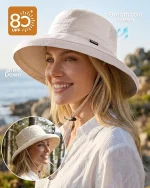 FURTALK Wide Brim Sun Hat with Ponytail Hole for Women UPF 80+ UV Protection Packable Bucket Hiking Travel Outdoor Hat - Image 3