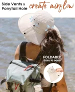 FURTALK Sun Hats for Women with Ponytail Hole Wide Brim Beach Bucket Hat UPF 50+ Fishing Hiking Outdoor Hats - Image 3