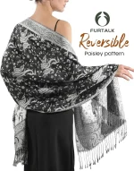 FURTALK Reversible Paisley Pashmina Shawl Wraps for Women Soft Exotic Indian Rave Scarf for Evening Dress Festival Scarves - Image 2