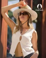 FURTALK Raffia Straw Fedora Hat for Men Women Wide Brim Panama Hat UPF 80+ Sun Protection Summer Beach Hat