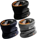 FURTALK 3 Pack Winter Scarf for Men Neck Gaiter Women Face Cover Neck Warmer Cold Weather Thick Warm Scarves