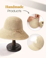 FURTALK Beach Sun Hat for Women Foldable Packable Handmade Straw Hats Sun Protection Floppy Travel Essentials - Image 3