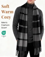 FURTALK Winter Scarf for Men Long Soft Warm Scarves Plaid Tassel Scarf for Men - Image 2