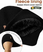FURTALK Mens Winter Knit Beanie with Earflap Neck Warmer and Gloves Set Warm Fleece Lined Skull Cap - Image 2