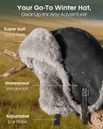 FURTALK Trapper Hat Winter Hats for Women Men Warm Russian Skiing Cap Outdoor Windproof Waterproof - Image 2