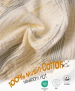 FURTALK Baby Bonnet Muslin Cotton Soft Adjustable Chin Strap for Infant Boys Girls - Image 3