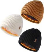 FURTALK Winter Hats for Men Women 3 Pack Winter Beanies Knitted Warm Thermal Fleece Lined