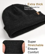FURTALK Mens Beanie Fleece Lined Winter Hats Double Layered Stylish Knited Cuffed Plain Hat - Image 3