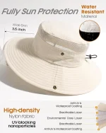 FURTALK Sun Hats for Women with Ponytail Hole Beach Hiking Summer Wide Brim Outdoor UV Protection Packable Bucket Safari Hat - Image 3