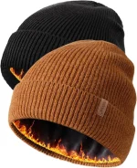 FURTALK Winter Hats for Men Women Fleece Lined Beanie Warm Knitted Outdoor Skull Cap 2 pcs