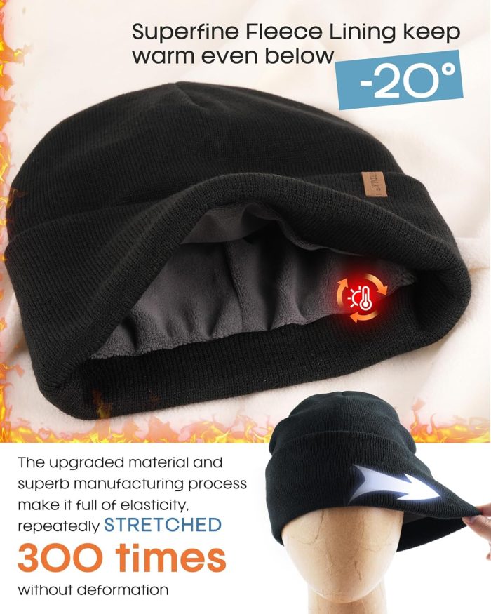 FURTALK Winter Knit Beanie Hat Scarf Touch Screen Gloves Set 3 Pieces Warm Fleece Lined Gift Set - Image 2